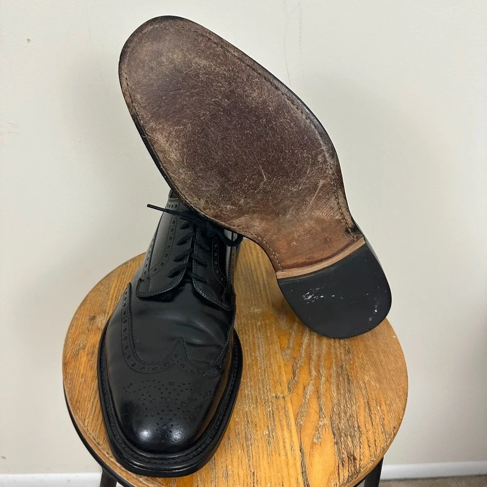 Church's Grafton Men 11 Derby Dress Shoes Black Leather Brogue Lace Up Oxford
